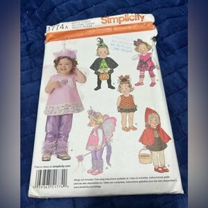 Simplicity 1774 - Unicorn, Witch, Red Riding Hood Cat costume patten 1/2 1 2 3 4